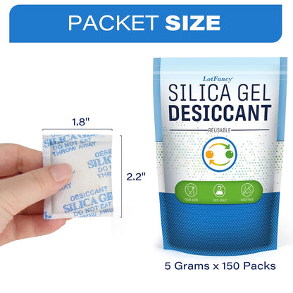 LotFancy 60 Packs 5Gram Silica Gel Packets, Indicating Desiccant Packets