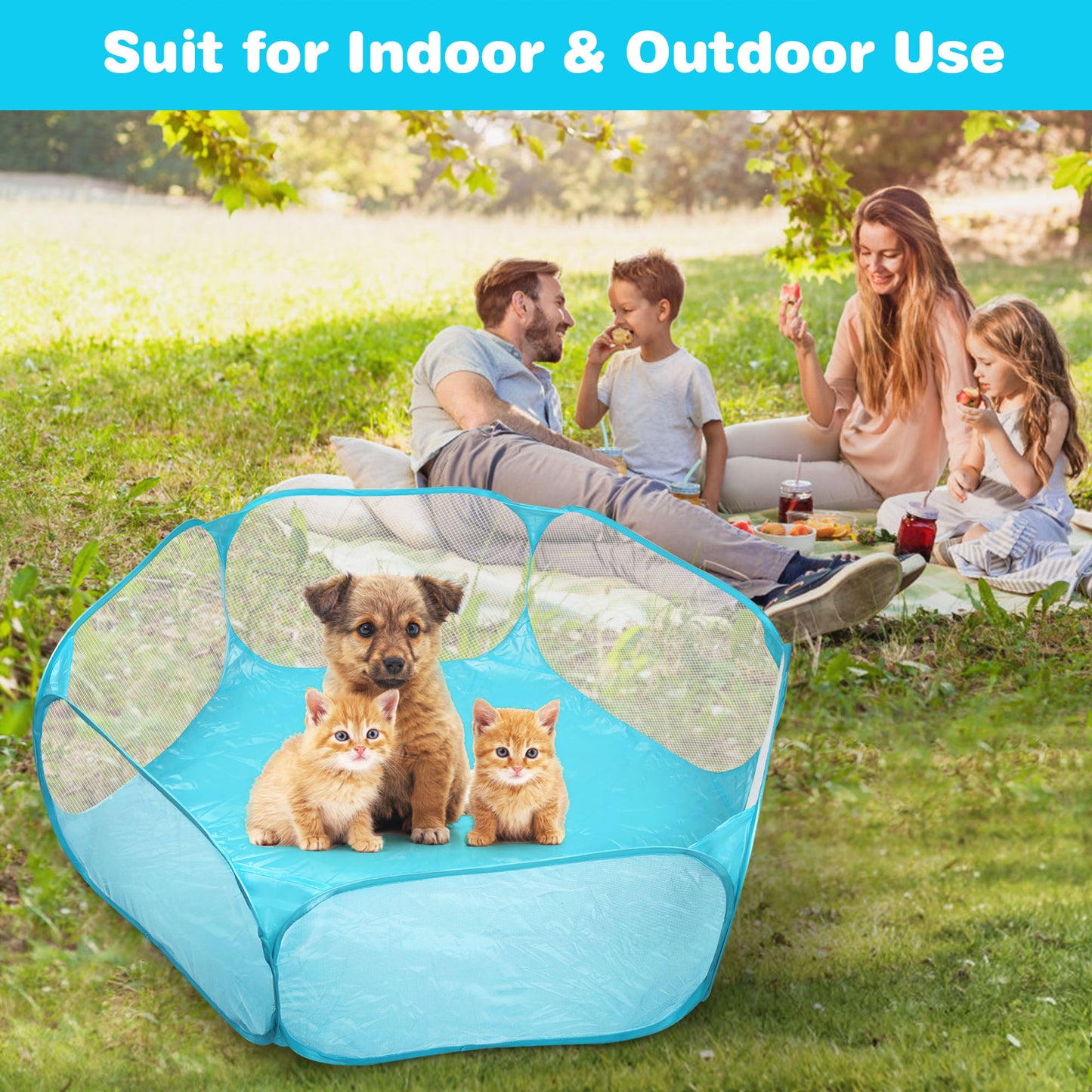 Prime Pets Play Pen for Small Pets, Dog Cat Playpen for Puppy, Small Animals Tent Cage