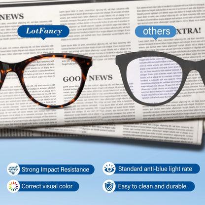 LotFancy Women Reading Glasses Blue Light Blocking, Spring Hinge Reader for Men Ladies,+1.0, 3 Pack