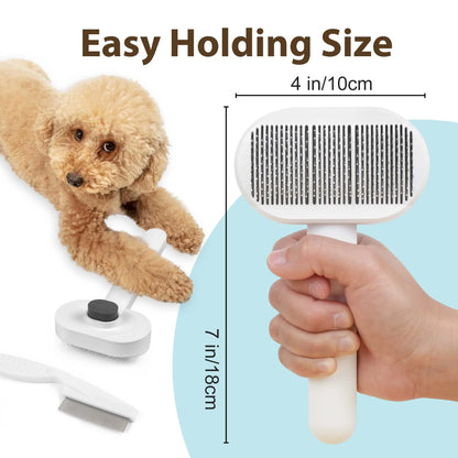 Prime Pets Cat Brush with Release Button, Self Cleaning Slicker Brush for Dog & Cat Shedding Grooming