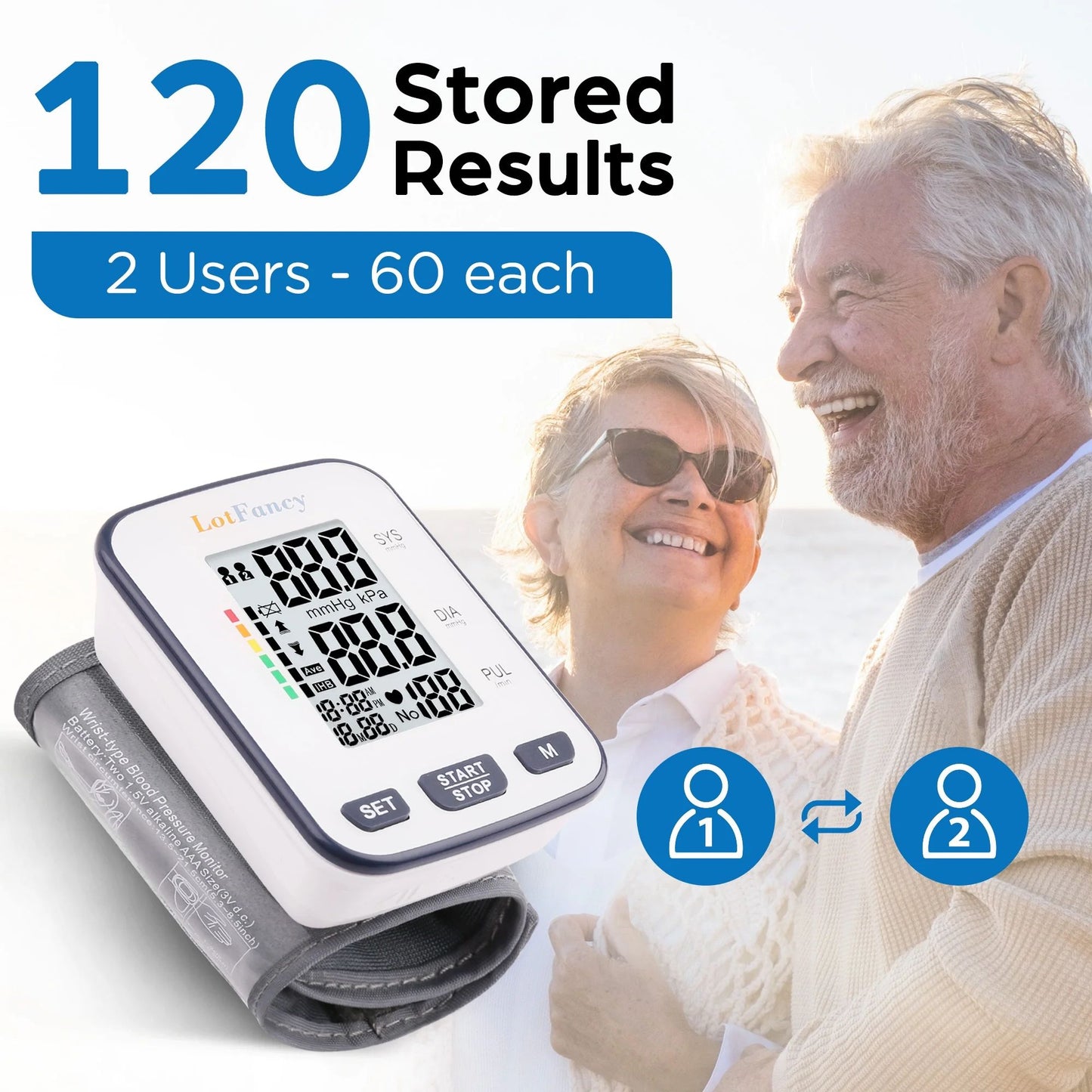 LotFancy Blood Pressure Cuff Wrist, Wrist Blood Pressure Monitor for Home Travel Use