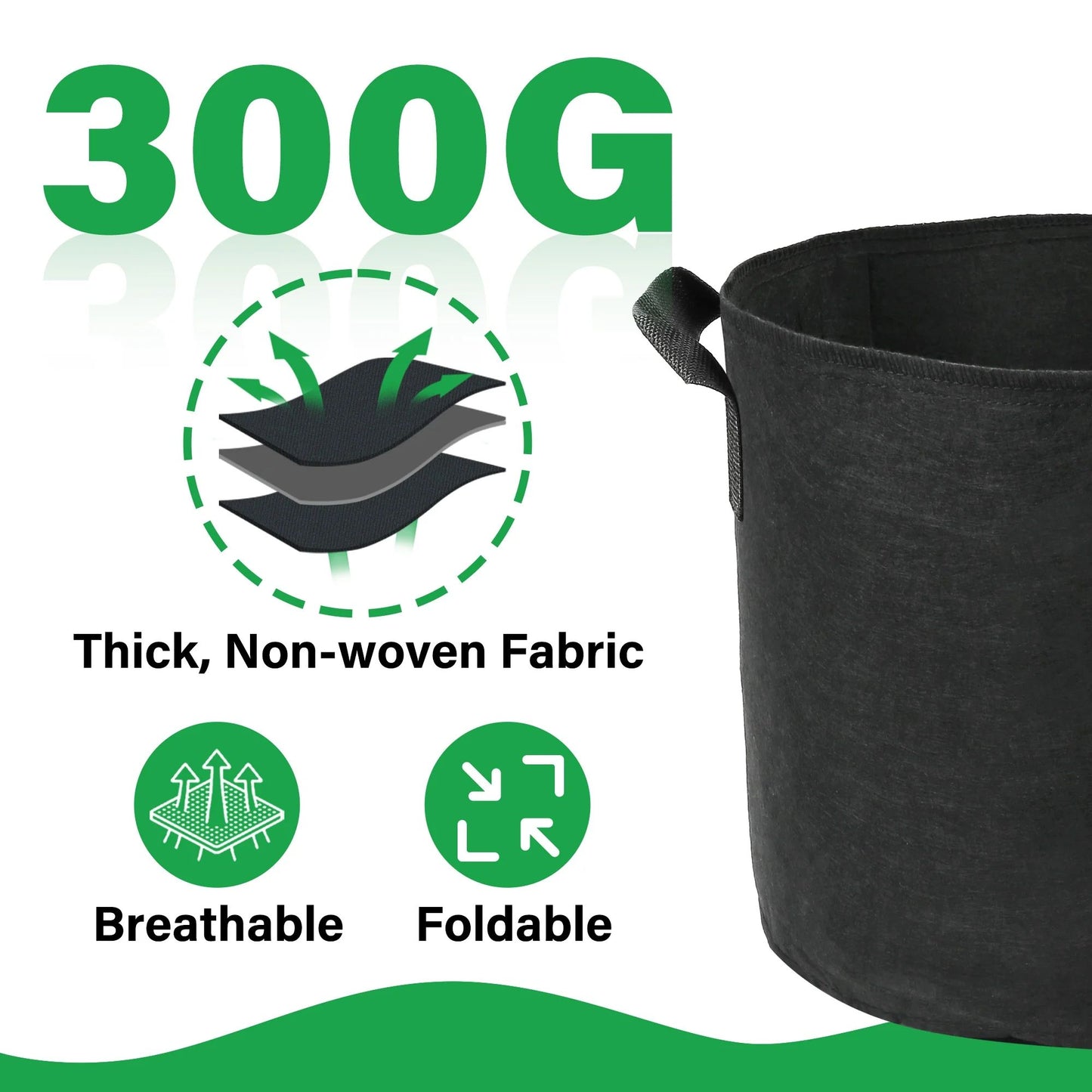LotFancy 5Pack 20 Gallon Grow Bags, Nonwoven Plant Fabric Pots,Garden Vegetable Planter Container