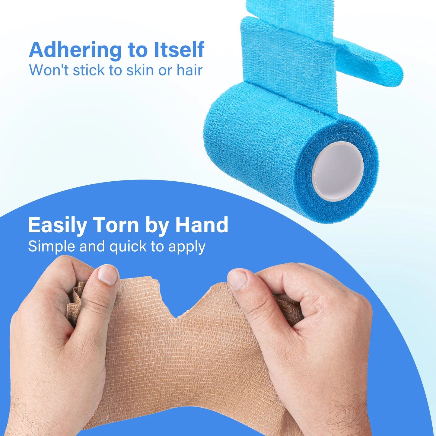 LotFancy Self Adhesive Bandage Wrap, 4" x 5 Yards, Elastic Cohesive Bandage, First Aid Medical Tape