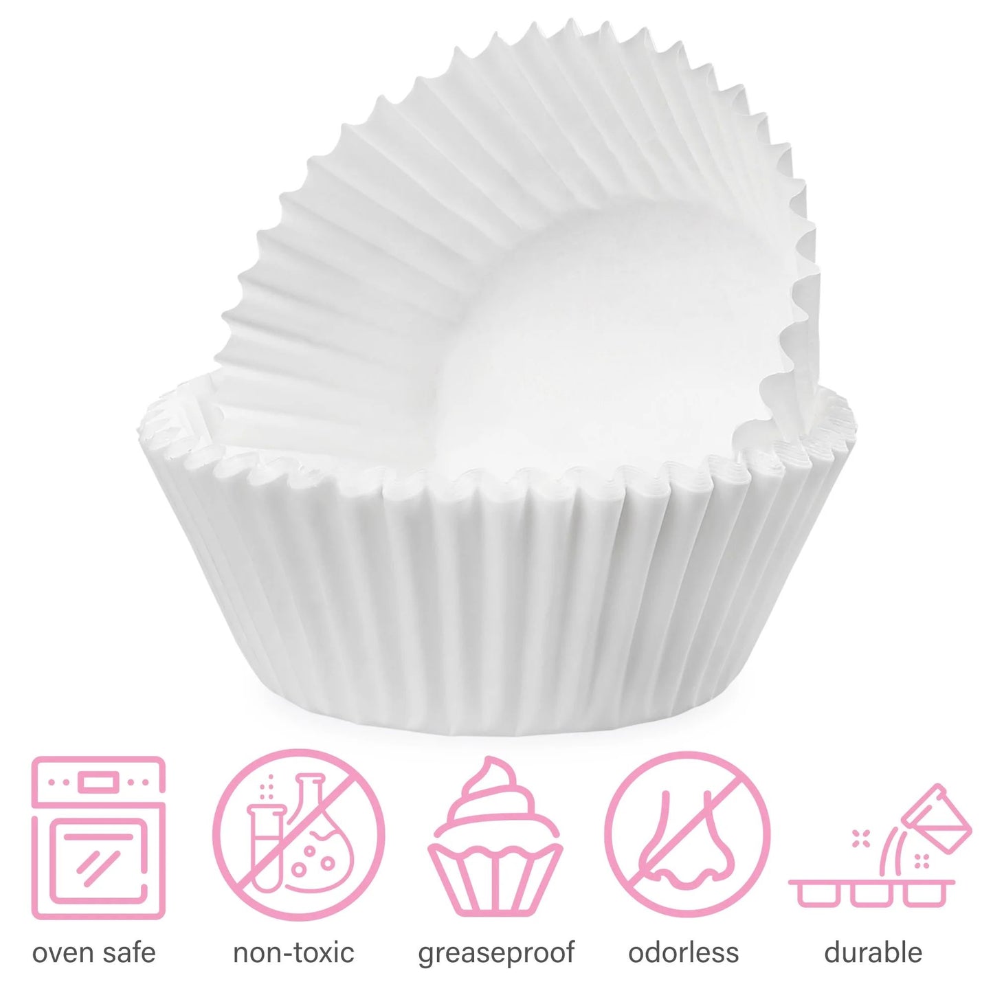 LotFancy 500Pcs Standard Cupcake Muffin Liners, White Greaseproof Cupcake Wrappers Baking Cups