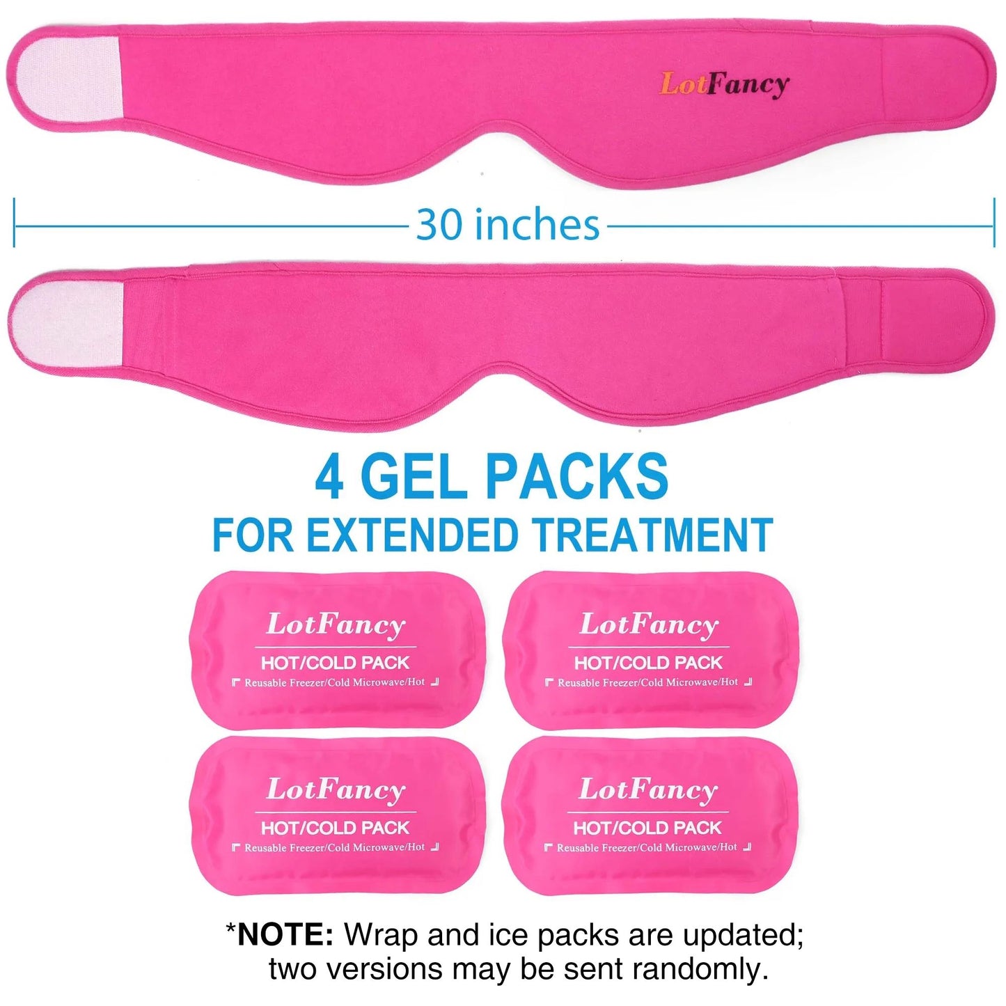 LotFancy Face Ice Pack Wrap with 4 Hot Cold Therapy Gel Packs for Wisdom Teeth, TMJ, TMD, Chin