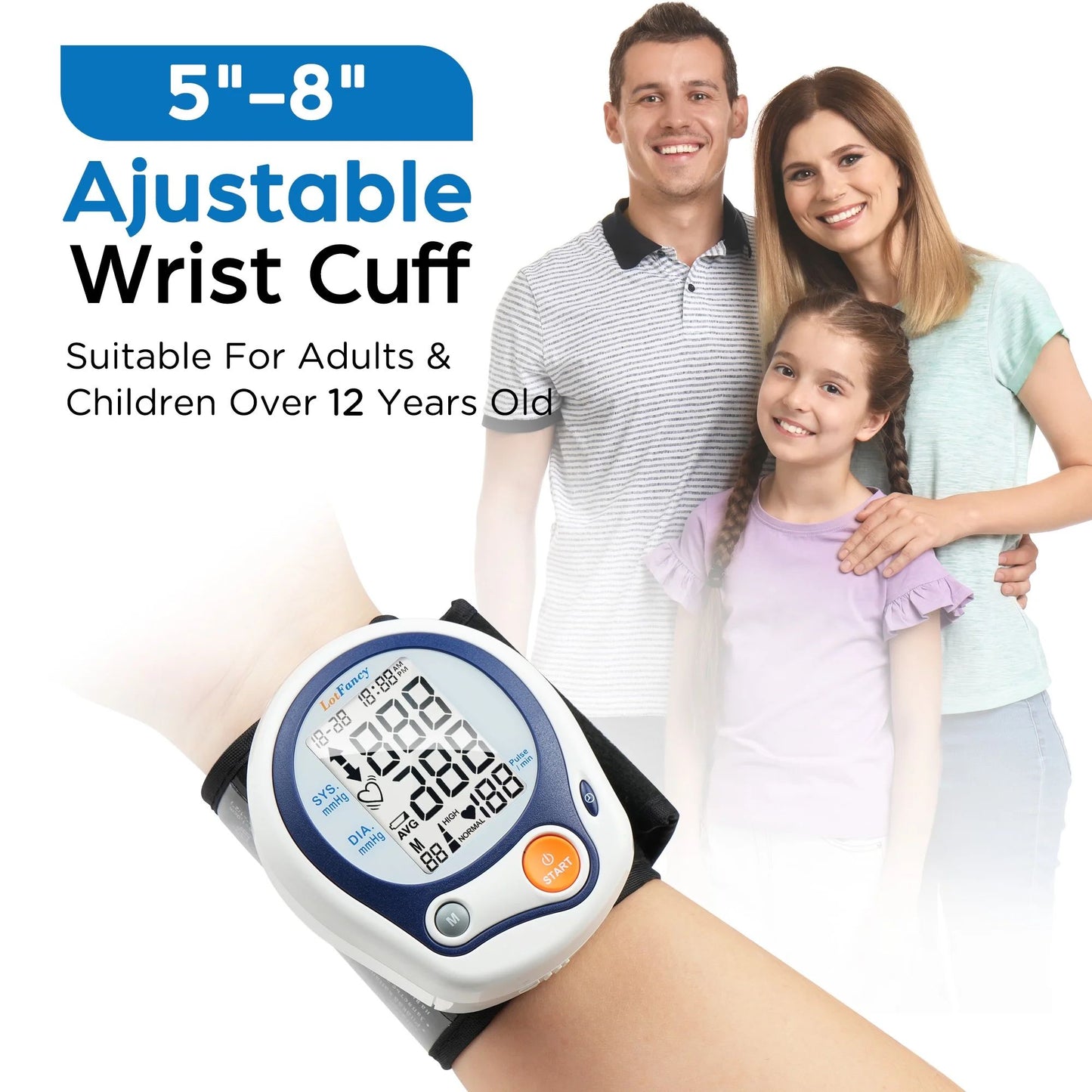LotFancy Wrist Blood Pressure Monitor, BP Machine with Case, BP Cuff for Heartbeat Detection