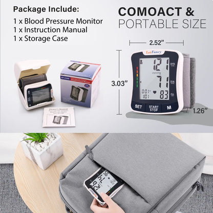 LotFancy Blood Pressure Monitor, Wrist BP Cuff Machine Voice Broadcast, Home BP Gauge