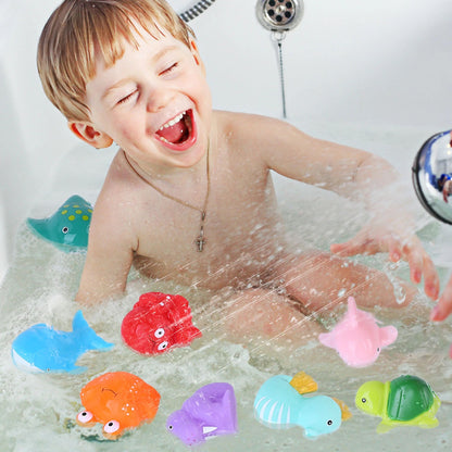LotFancy 8Pcs Bath Toys for Toddler Infant, No Hole Mold Free Sea Animal Baby Bath Tub Toys