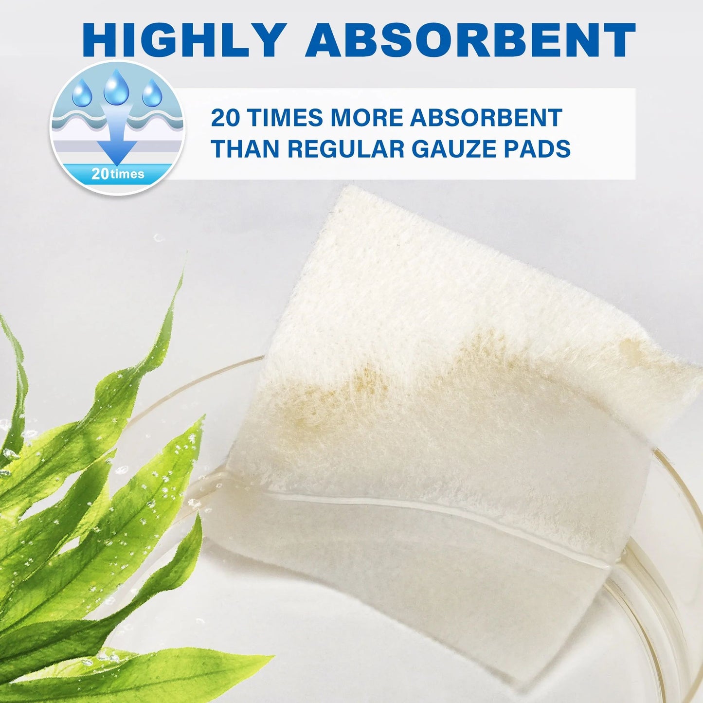 LotFancy Calcium Alginate Wound Dressing Pads, 4"x 4", 10 Pack Non-Stick Super Absorbent Dressing