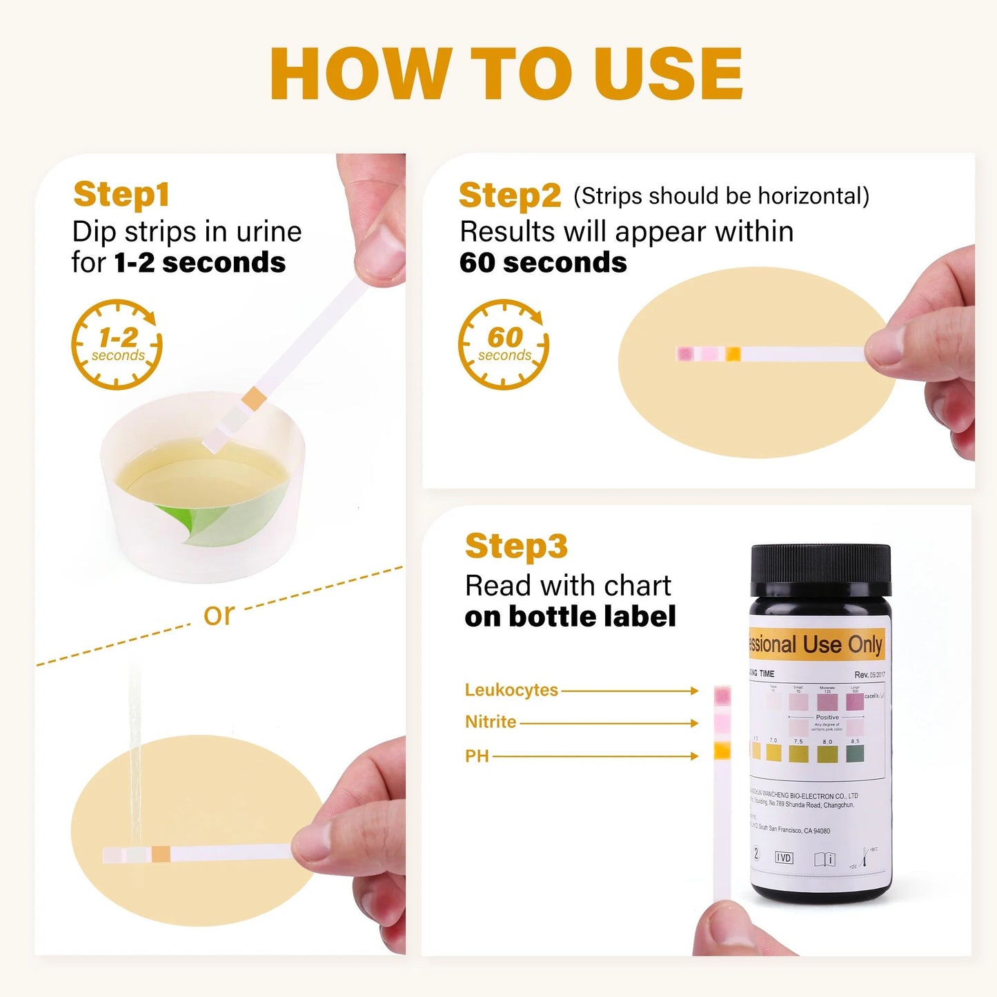 LotFancy 150Pcs UTI Test Strips , 3-in-1 Urine Test Strips for Leukocyte Nitrite and PH Testing