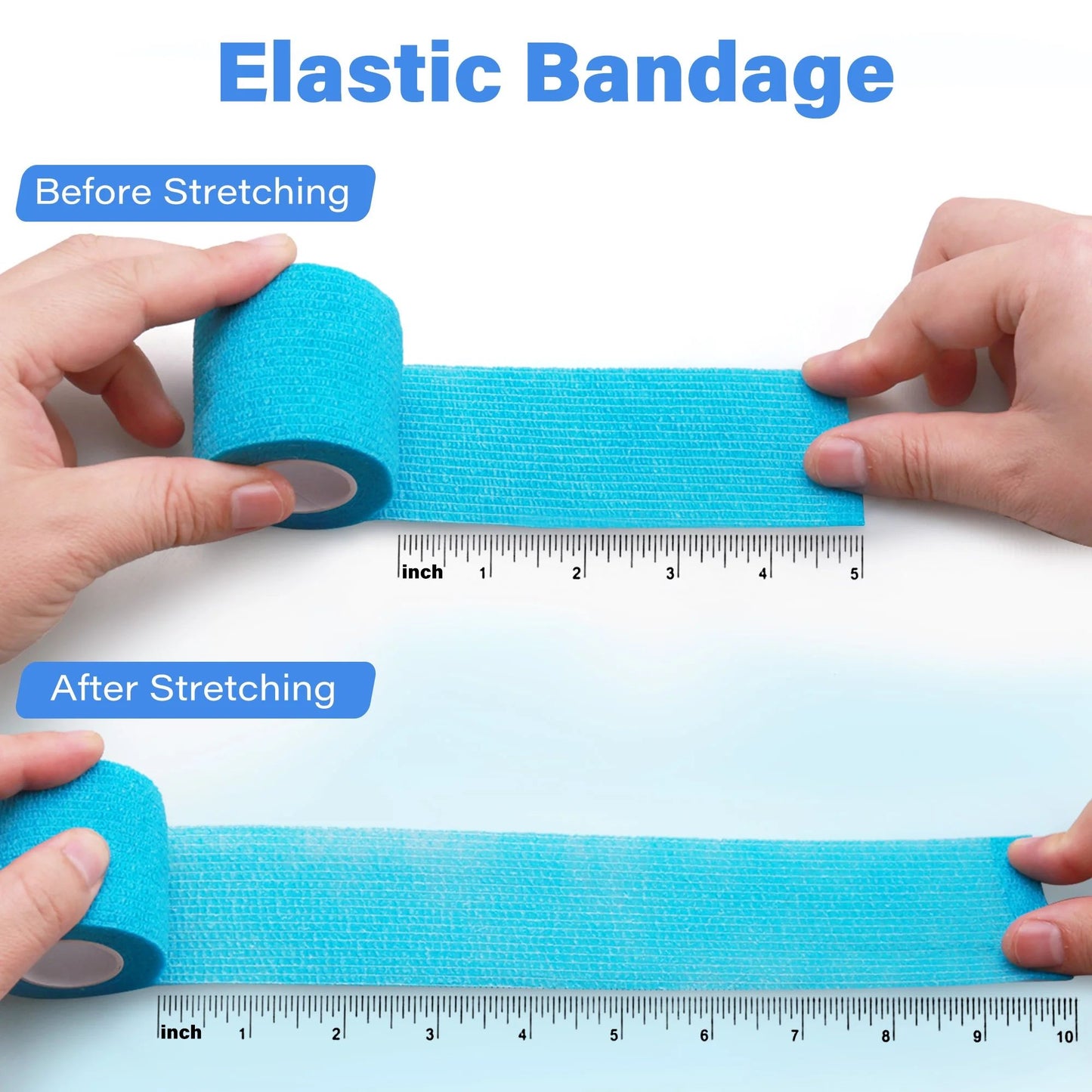 LotFancy Self Adhesive Bandage Wrap, 2" x 5 Yards, Breathable Sports Tape, First Aid Medical Tape