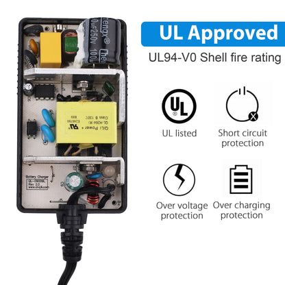 LotFancy 24V 1.5A Scooter Battery Charger for Razor E125, E150, E200, E225, W13112099014, Black