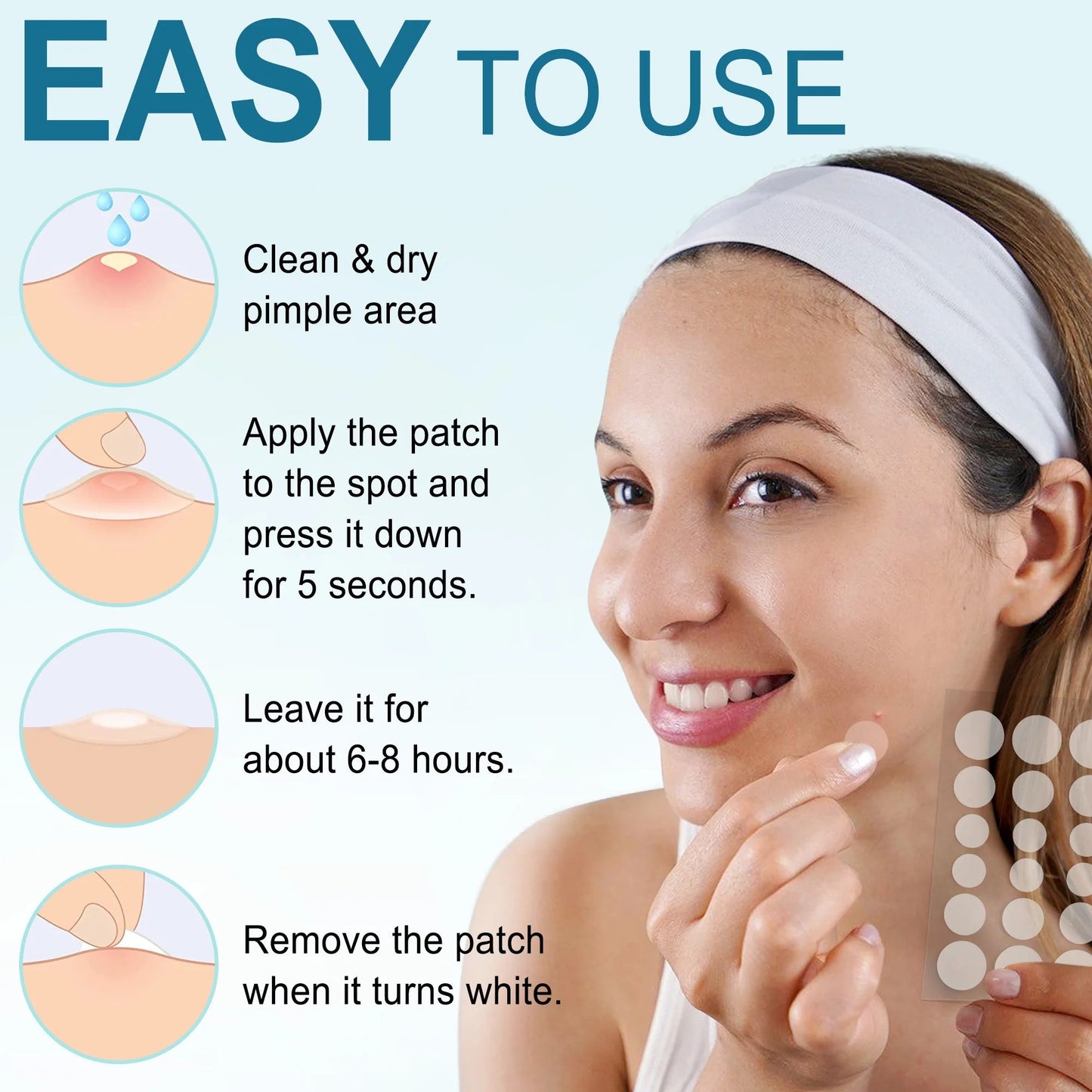 LotFancy 240 Ct Acne Spot Dots, Acne Pimple Patch, Thin Hydrocolloid Patches, 3 Sizes (12, 10, 8mm)