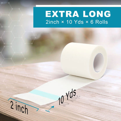LotFancy Medical Tape, 6 Rolls 2 in x 10 Yards, Adhesive Hypoallergenic Surgical Paper Tapes