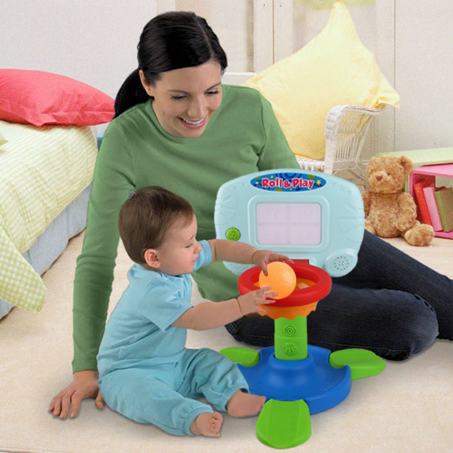 LotFancy Baby Basketball Hoop for Toddlers, Height Adjustable 2 in 1 Sports Toy Set for Kids 1-3