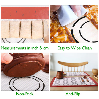LotFancy Macaron Silicone Baking Mat, 16.5 x 11.5 in, 2Pcs Reusable Half Baking Sheet