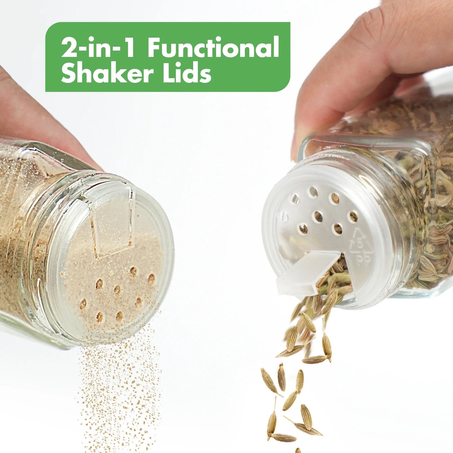 LotFancy Farmhouse Salt and Pepper Shakers Set with Lid, Glass Bottles with Galvanized Caddy Holder