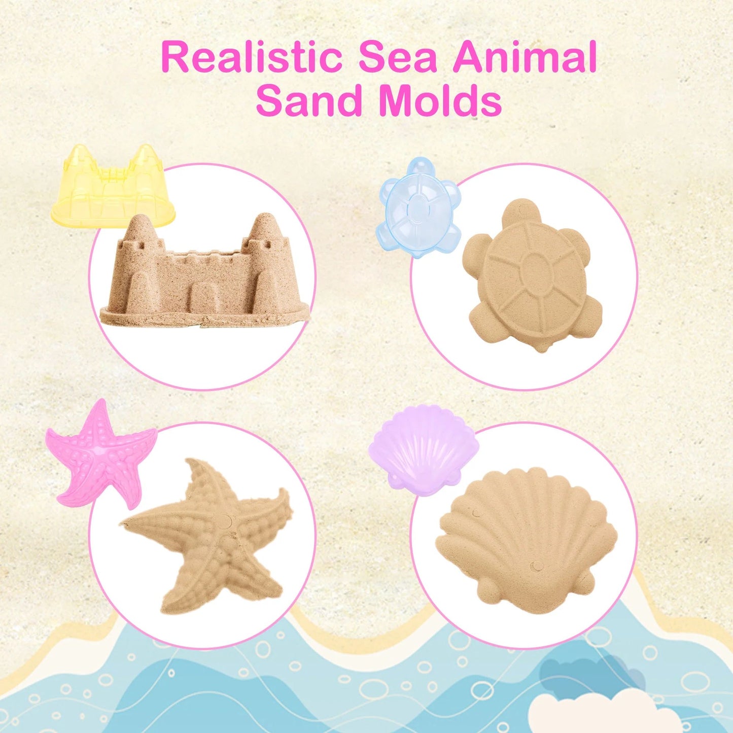 LotFancy Beach Sand Toys Set for Kids Toddlers Girls,Sand Buckets and Shovels, Baby Sandbox Toys