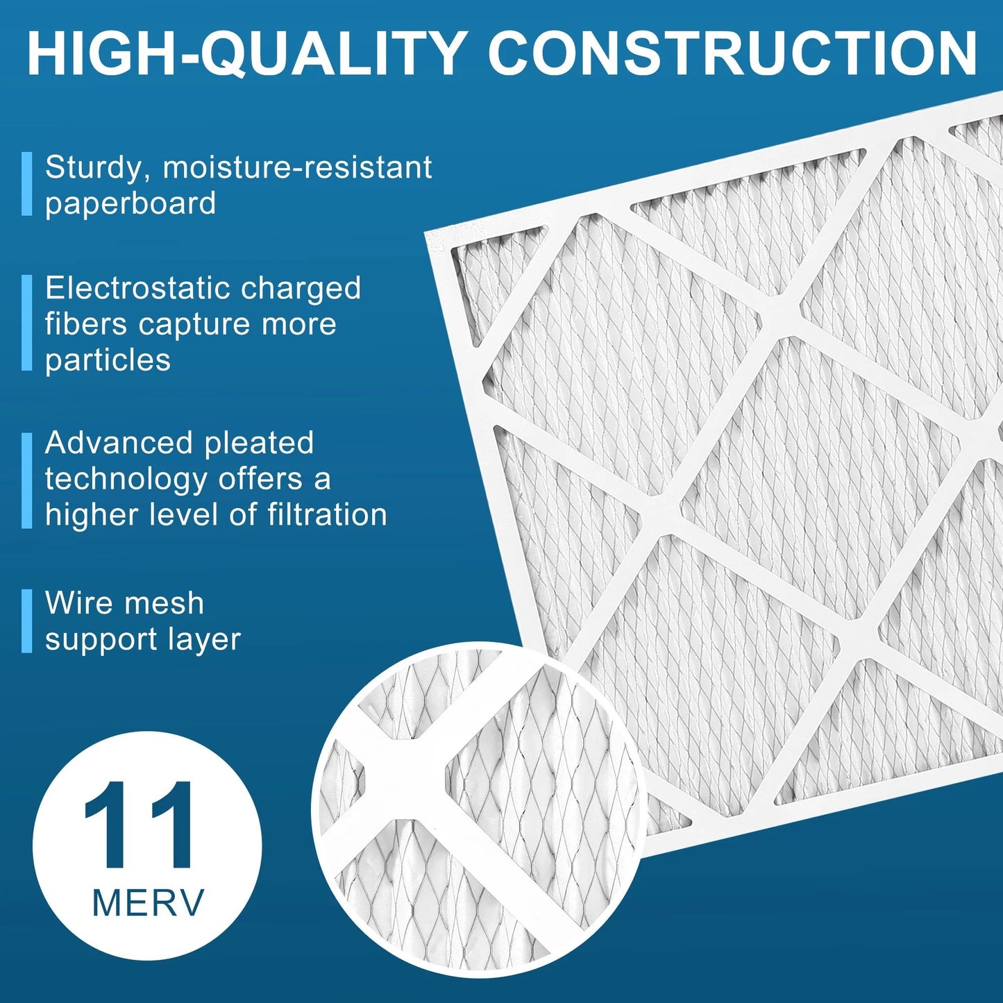LotFancy 20x25x1 Air Filters, 6 Pack, MERV 11 Pleated HVAC AC Furnace Filters