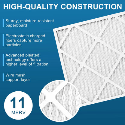 LotFancy 20x25x1 Air Filters, 6 Pack, MERV 11 Pleated HVAC AC Furnace Filters