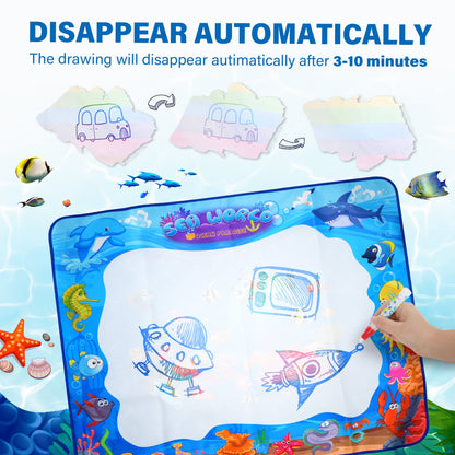 LotFancy Water Doodle Mat, 40 x 32 in, Painting Writing Color Doodle Drawing Mat Toys for Age 2-6 Year Old Boys Girls Toddler Gift