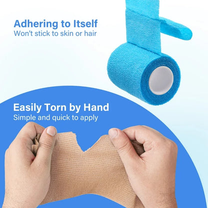 LotFancy Self Adhesive Bandage Wrap, 3" x 5 Yards, Elastic Cohesive Bandage, First Aid Medical Tape