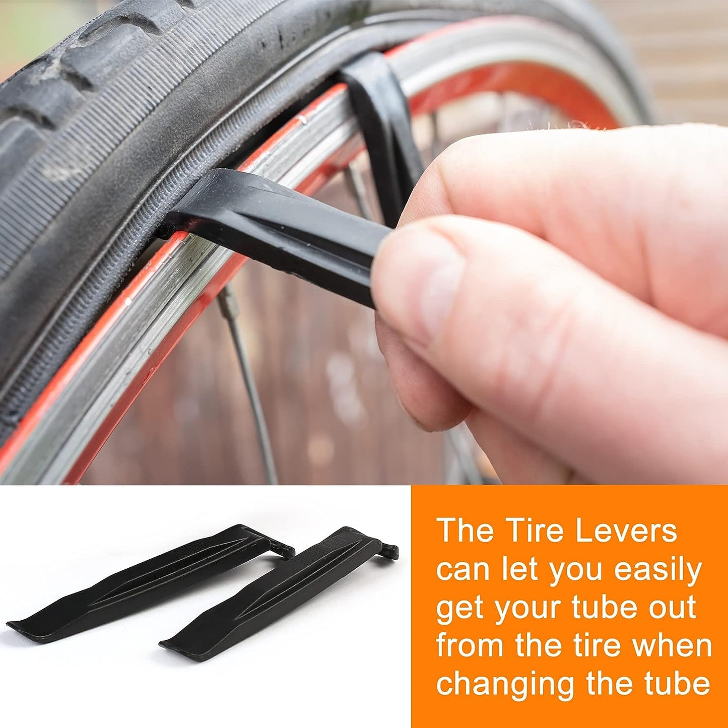 LotFancy 2Pcs 14" x 2.125/2.4 Mountain Bike Tubes with 2 Tire Levers, 32mm Schrader Valve