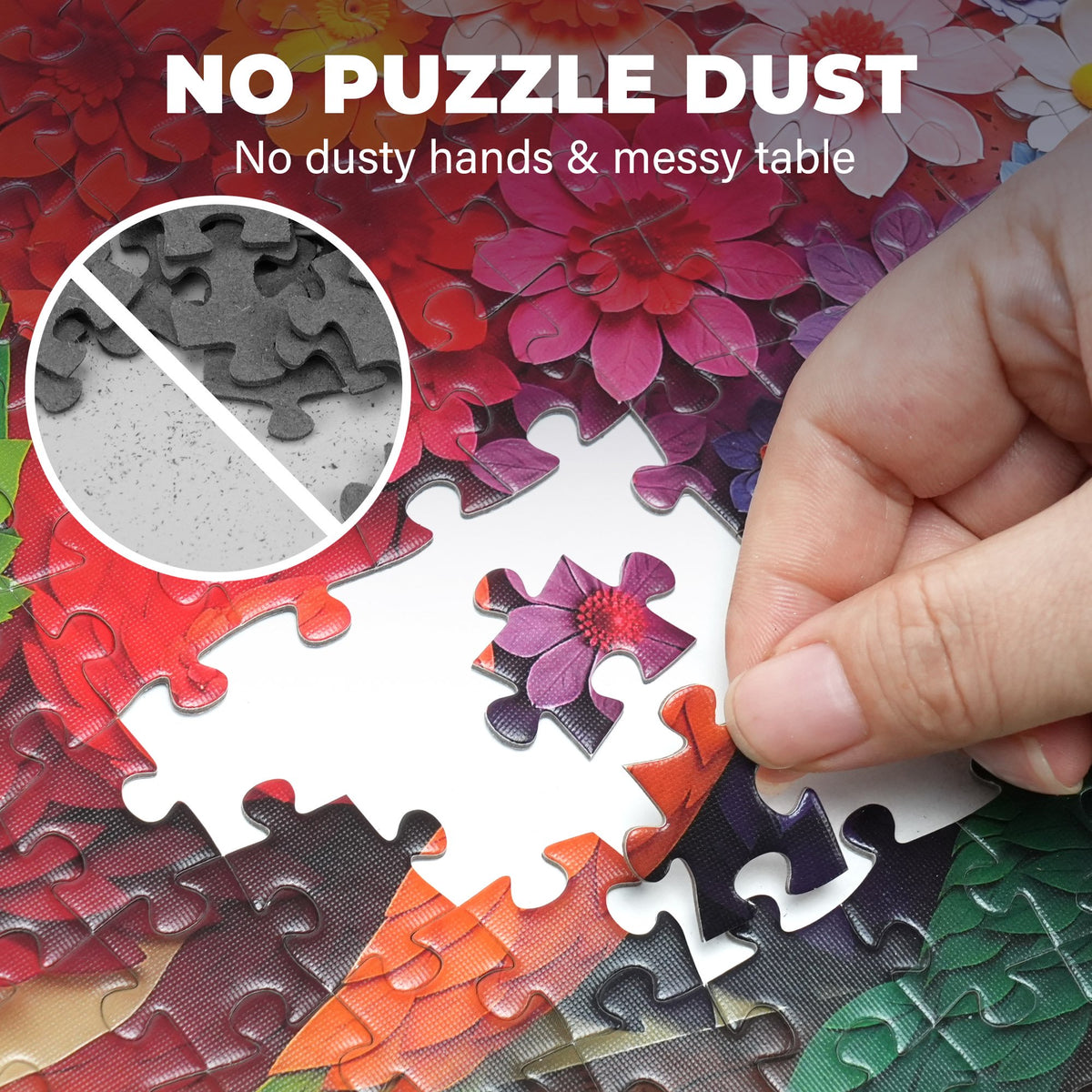 BenBen Puzzles for Adults 1000 Pieces, Floral Chameleon Jigsaw Puzzles, 26.7x18.9 in