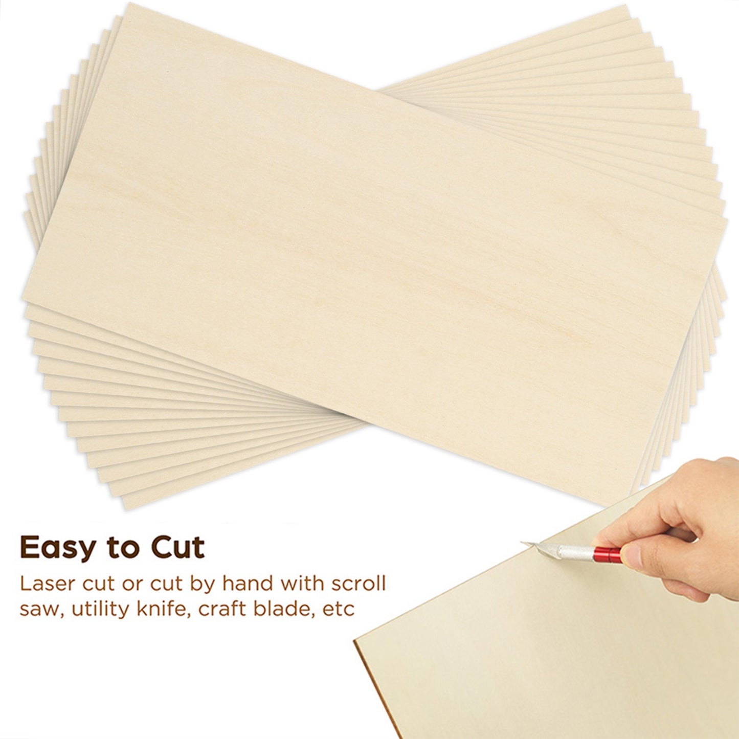 LotFancy 14pc Blank Plywood Unfinished Basswood Sheets for Crafts,12Pc 6x4x1/16 in, 2Pc 12x8x1/16 in