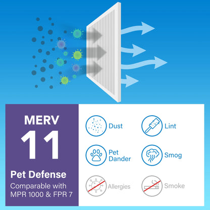 LotFancy 16x25x1 Air Filters, 4 Pack, MERV 11 Pleated HVAC AC Furnace Air Filters