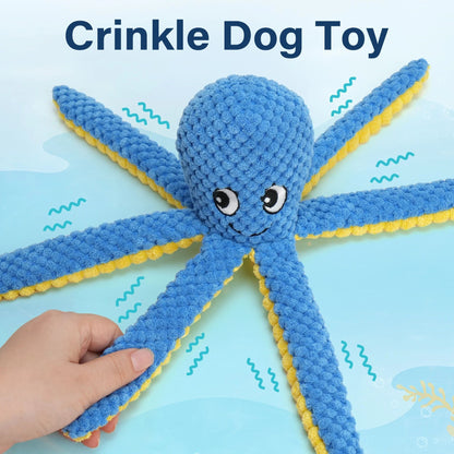 Prime Pets Dog Toys, 5pc Plush Ocean Animal Dog Squeaky Toy, Crinkle Pet Toy, Stuffed Puppy Chew Toys