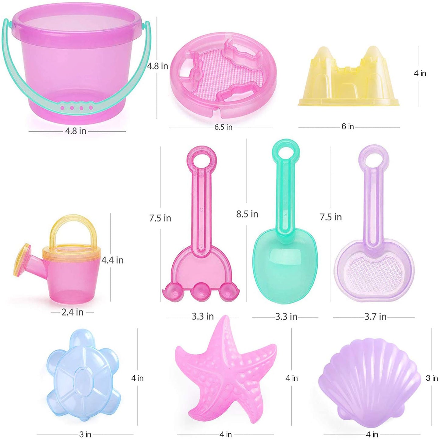 LotFancy Beach Sand Toys Set for Kids Toddlers Girls,Sand Buckets and Shovels, Baby Sandbox Toys