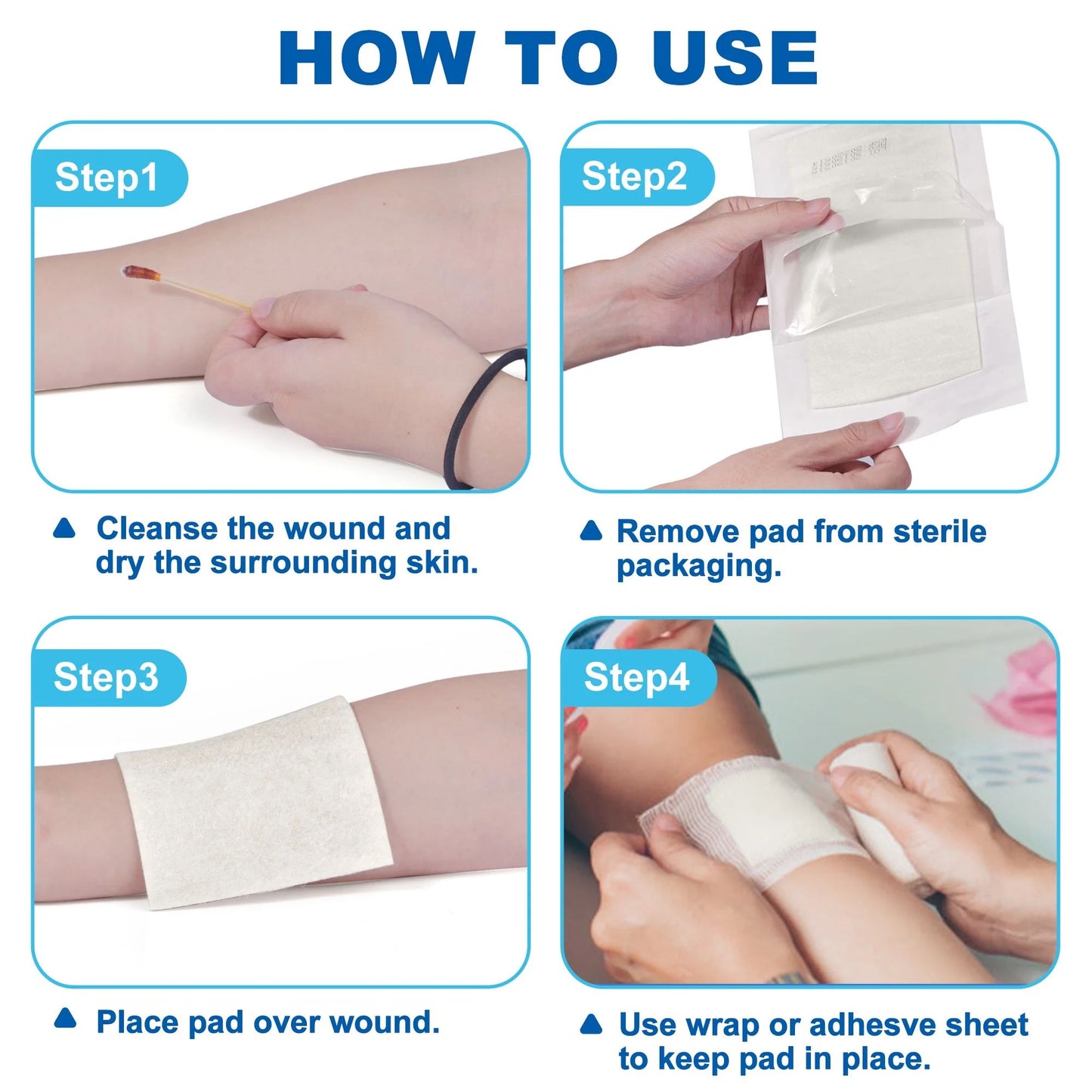 LotFancy Calcium Alginate Wound Dressing, 4" x 8", 5 Pack, Non-Stick Gauze Pads, Highly Absorbent