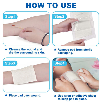 LotFancy Calcium Alginate Wound Dressing, 4" x 8", 5 Pack, Non-Stick Gauze Pads, Highly Absorbent