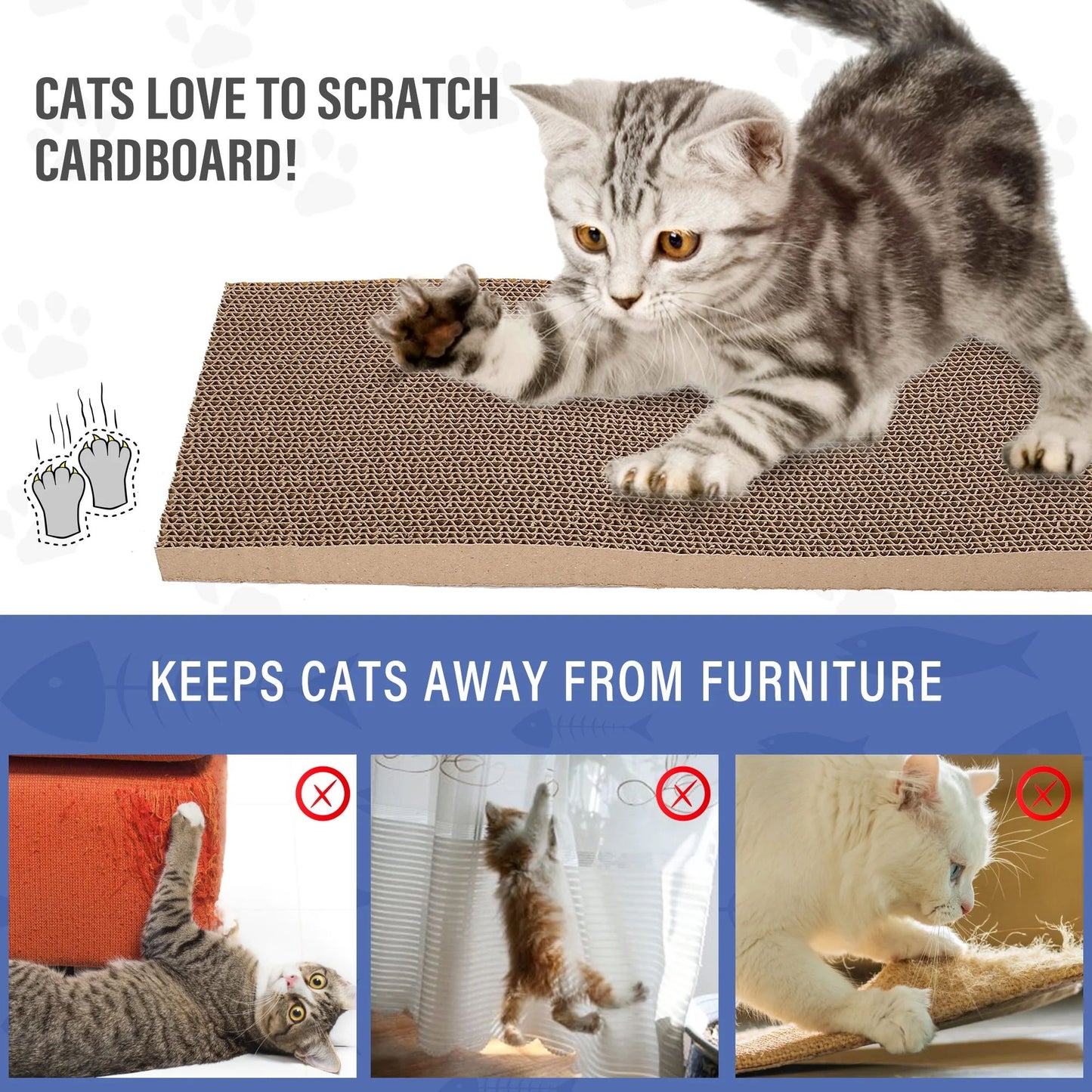 Prime Pets 3 in 1 Cat Scratcher Cardboard, Reversible Corrugated Cat Scratching Pad