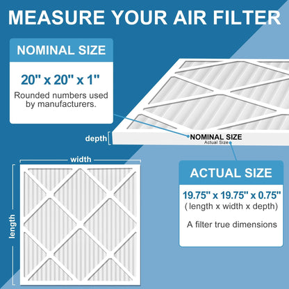 LotFancy 20x20x1 Air Filters, MERV 13 Pleated HVAC AC Furnace Air Filters, 6 Pack