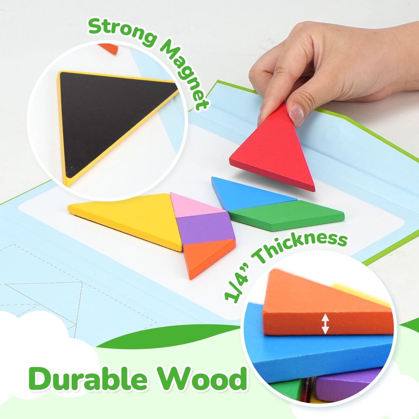 BenBen Travel Tangram Puzzle, Magnetic Pattern Block Road Trip Game for Kid Adult, Brain Teaser Puzzle