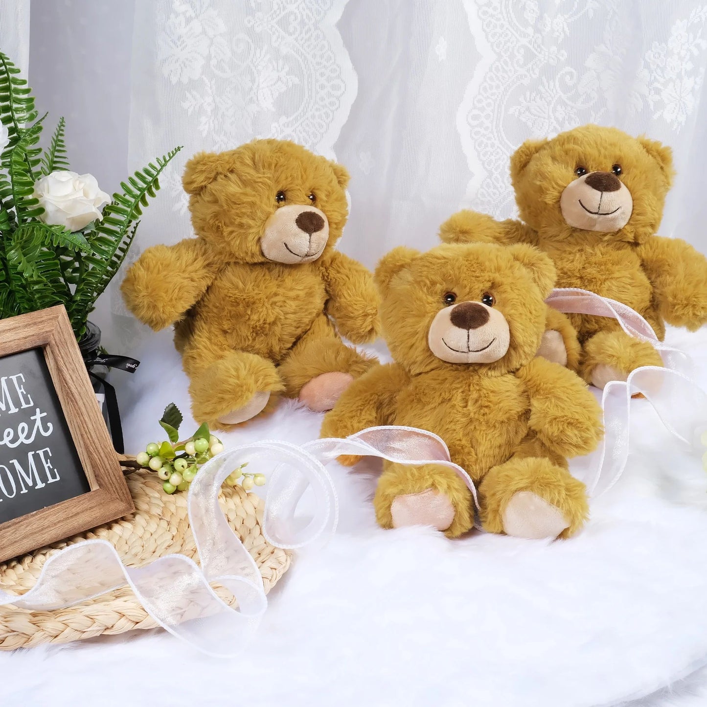 LotFancy Teddy Bear Stuffed Animal, 3 Pack 10 in Bulk Plush Bear Toy Gifts for Kids, Boys, Girls