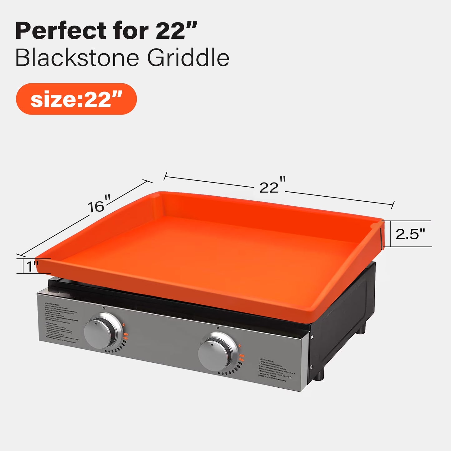 LotFancy 22in Silicone Griddle Mat for Blackstone, Heavy Duty Food Grade Full Coverage Griddle Cover