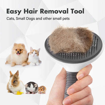 Prime Pets Cat Brush for Shedding, Self Cleaning Slicker Brush for Dogs Bunny Puppy Grooming