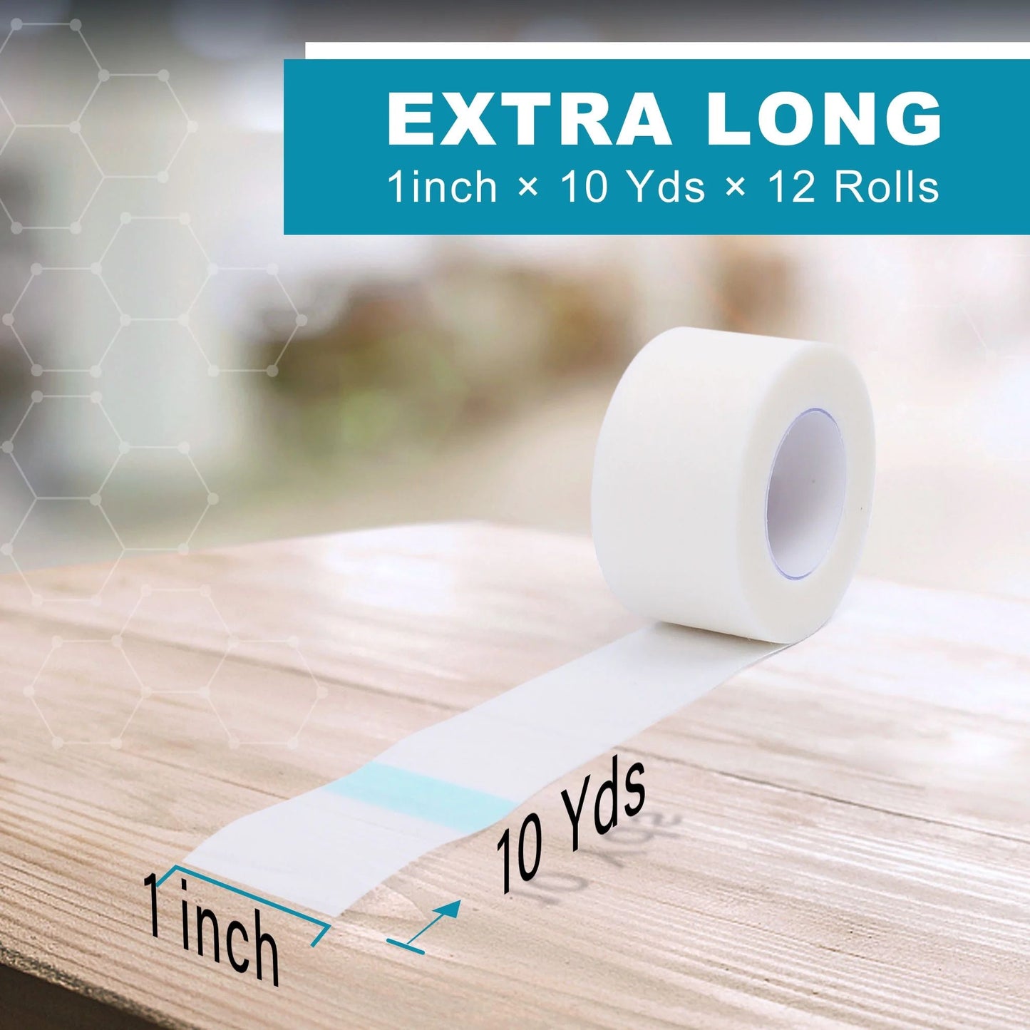 LotFancy 12 Rolls Medical Tape, 1 in x 10 Yards Adhesive Surgical Paper Tapes with 2 Dispensers
