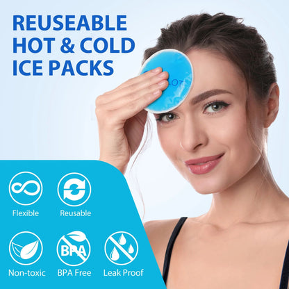 LotFancy Mini Ice Pack for Eyes, Face,Breastfeeding, Injuries, 6 PCS Reusable Small Hot Cold Pads