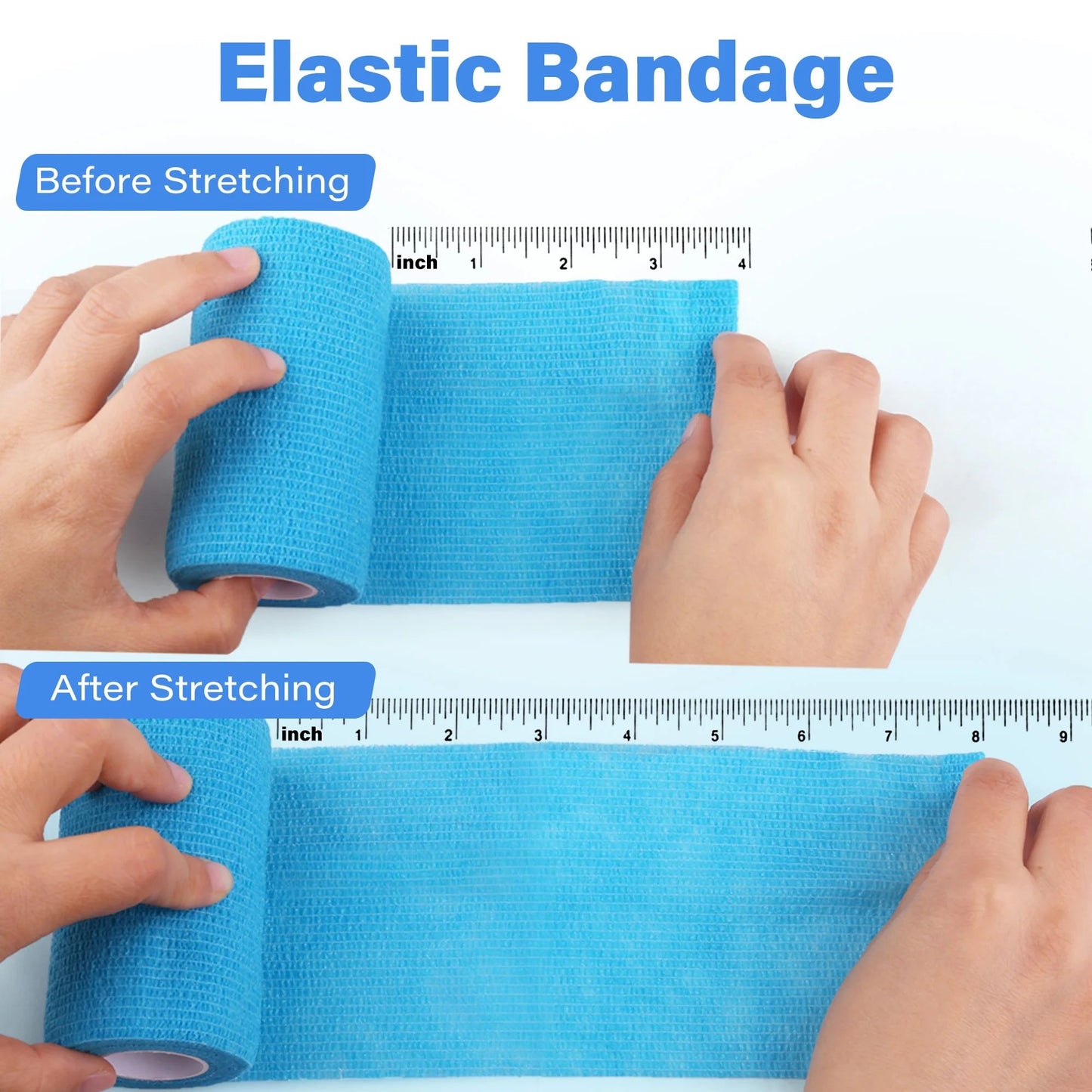 LotFancy Self Adhesive Bandage Wrap, 4" x 5 Yards, Elastic Cohesive Bandage, First Aid Medical Tape
