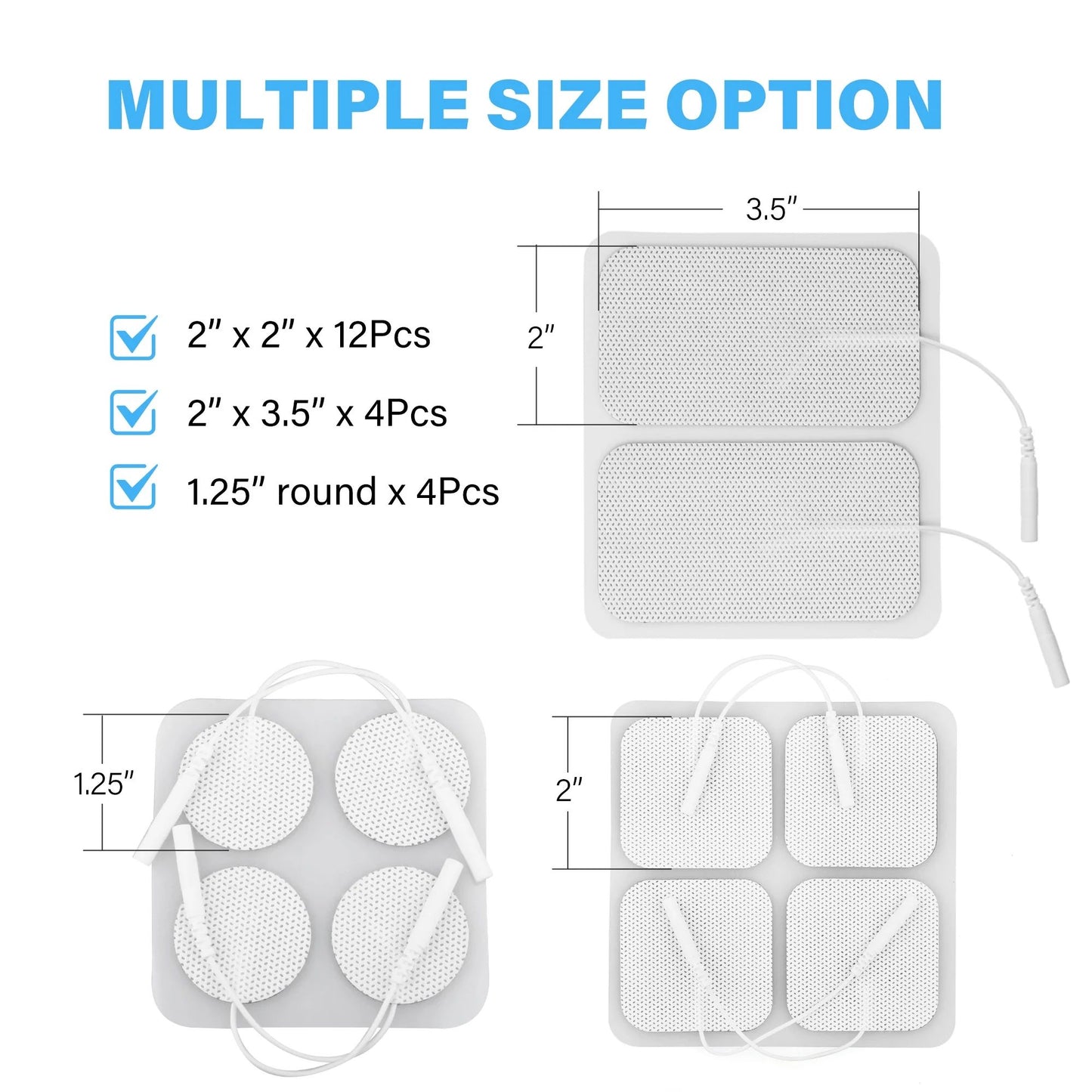 LotFancy 20 TENS Unit Replacement Pads, Adhesive Electrode Pads, 2mm Pin