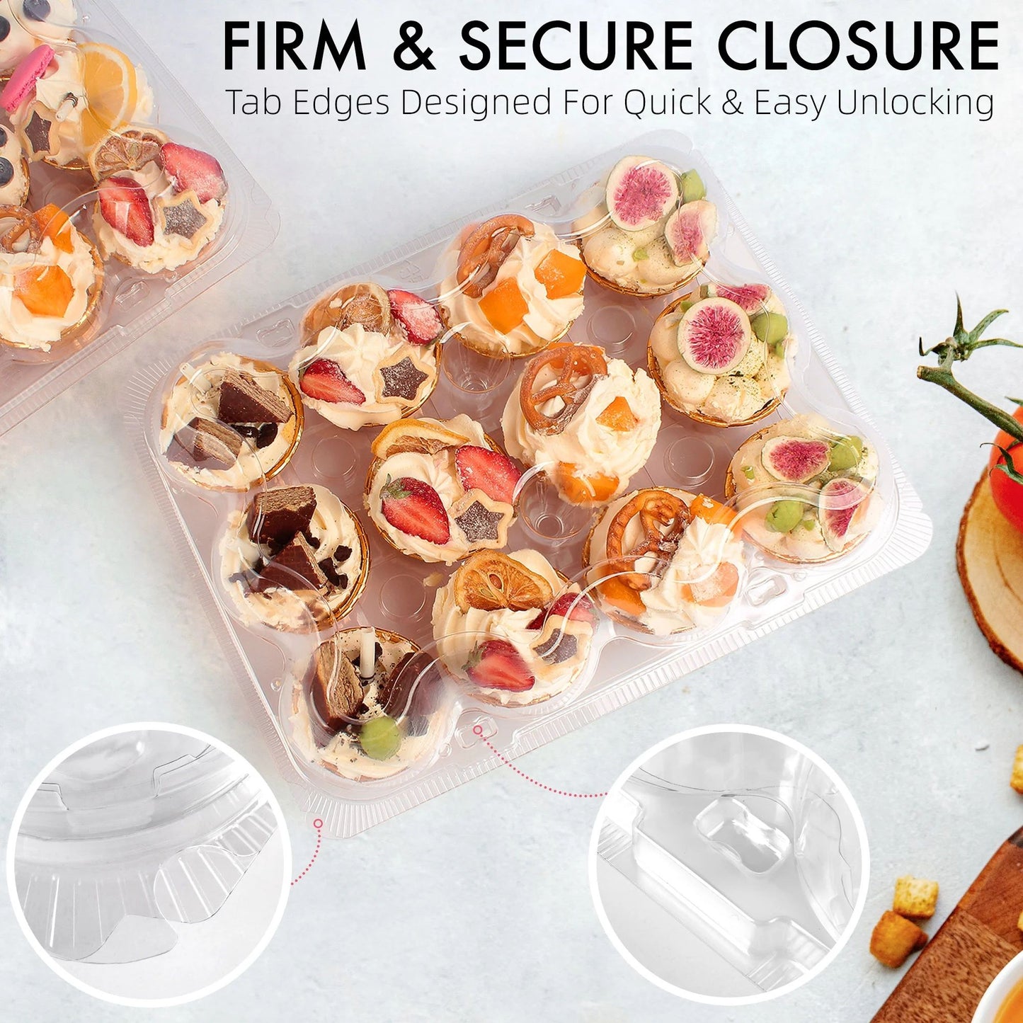 LotFancy Stackable Cupcake Carrier Holders & 60 Cupcake Liners, 5 Pack x 12 Sets, Cupcake Containers