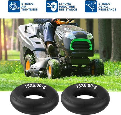 LotFancy 2Pcs 15x6.00-6 Inner Tube for Lawn Mower, Snow Blower, Riding Mowers, ATVs