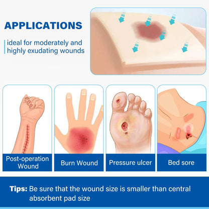 LotFancy Silicone Foam Dressing, 6x 6 in, 10 Count, Wound Dressing with Border, Bed Sores Bandage