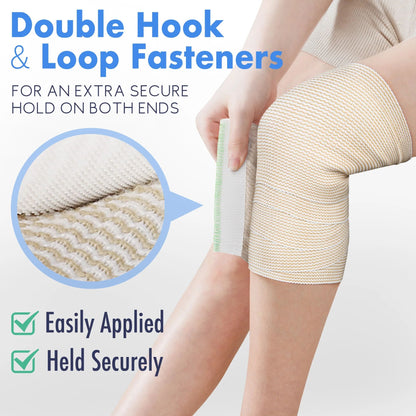 LotFancy 4 Pack Cotton Elastic Bandage Wrap 3 inches x 15 feet , Cotton Compression Bandages