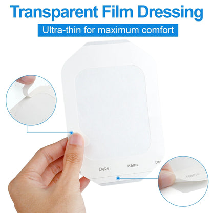 LotFancy Transparent Film Dressing, 4x4 3/4 in, 48 Count, Waterproof Adhesive Wound Bandage Tape