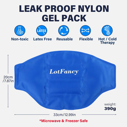 LotFancy Ice Pack for Back Injuries, 2 Gel Hot Cold Packs w/ Wrap for Low Back, Waist, Abdomen